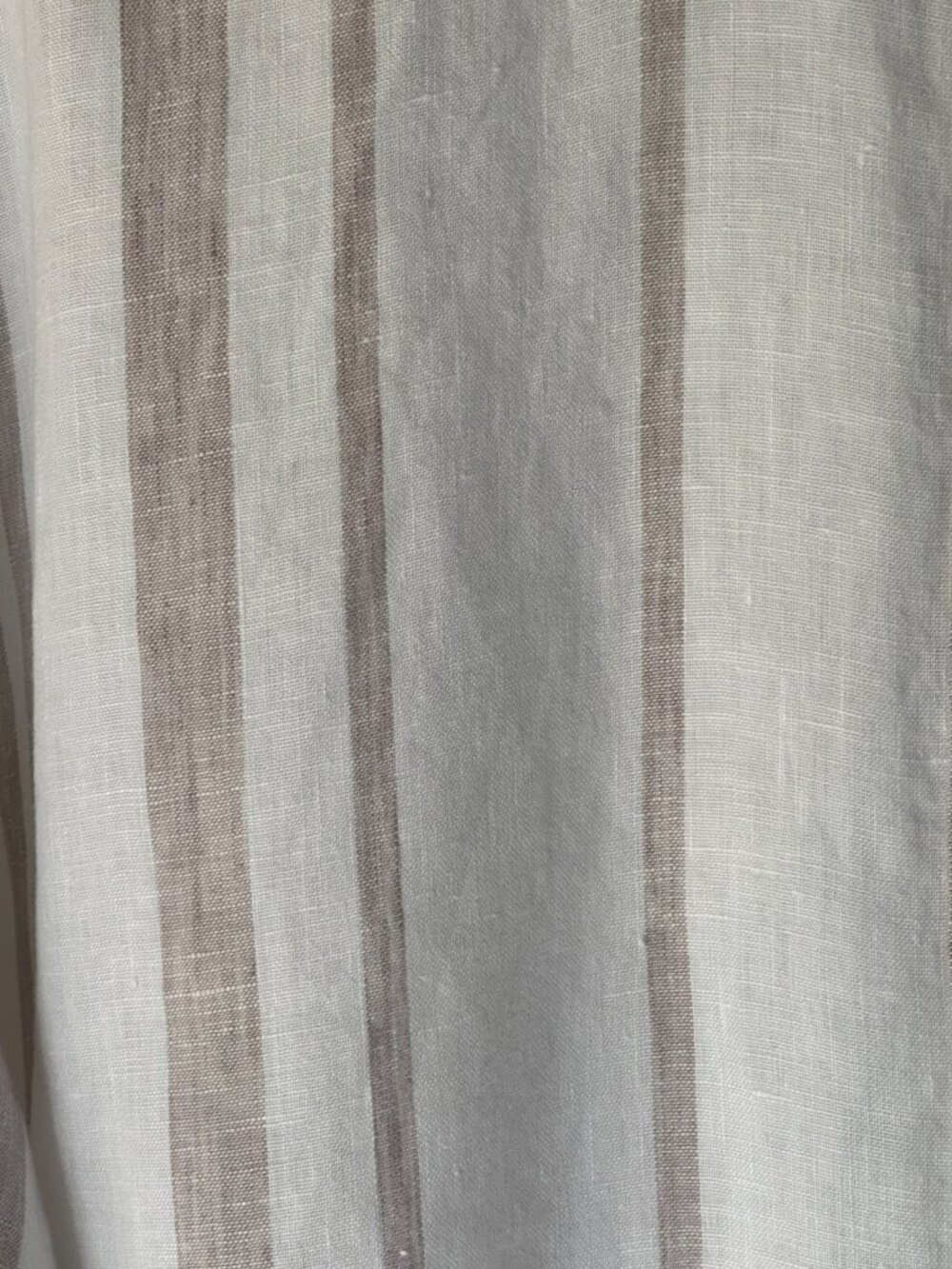 100% Linen Button Down Shirt | Beige Stripe | Size M - Picture 7 of 10